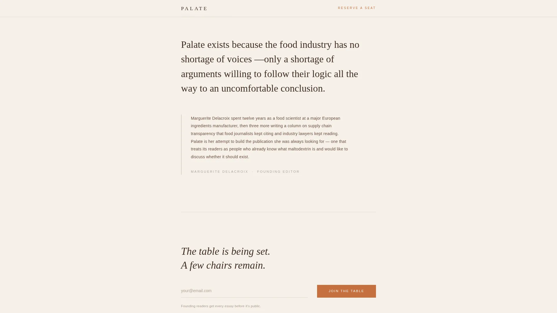 Bold Food Industry Thought Leadership Landing Page