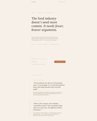 Bold Food Industry Thought Leadership Landing Page