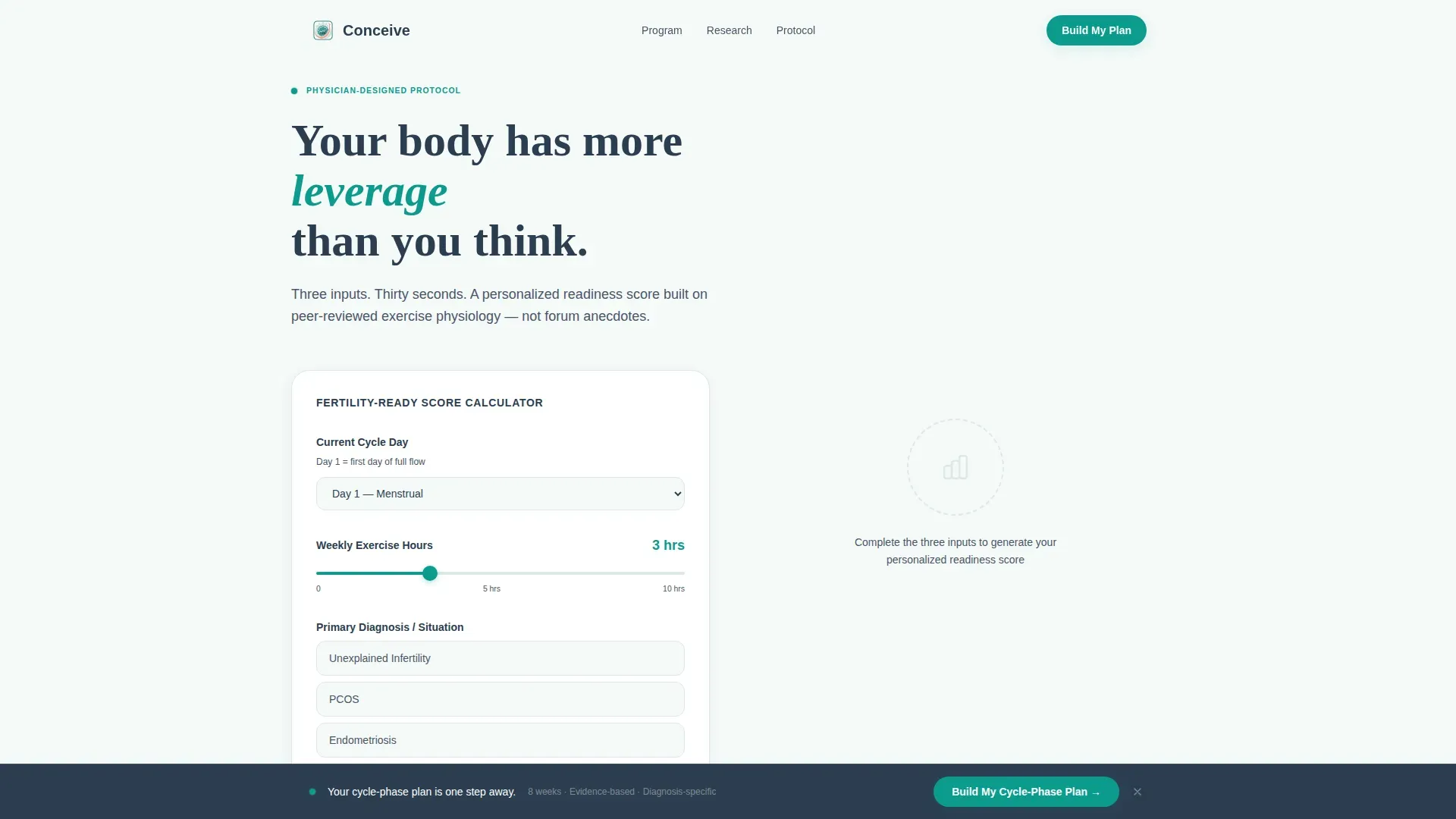 Infertility Exercise Program Landing Page Template