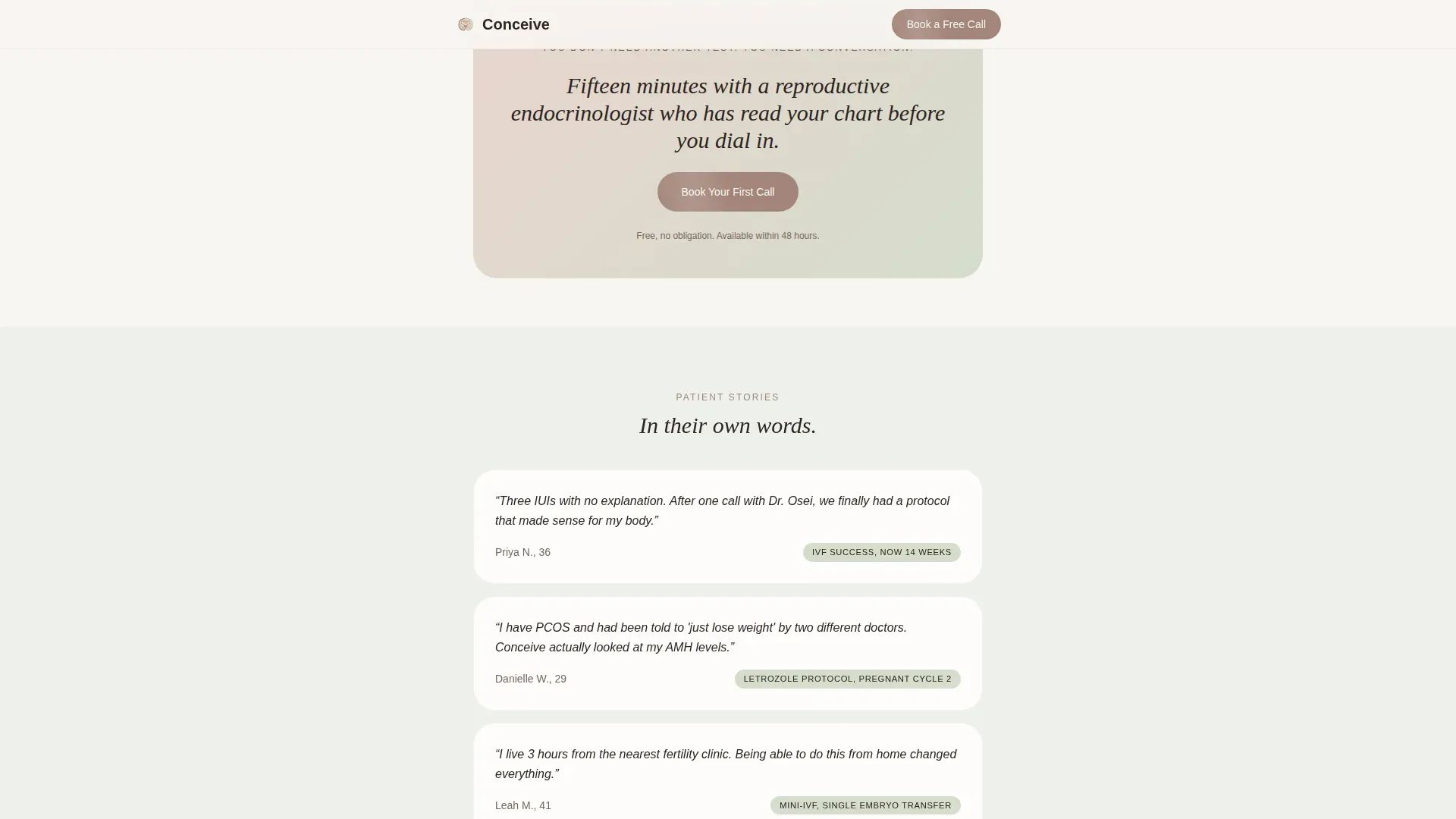 Infertility Care Booking Website Template
