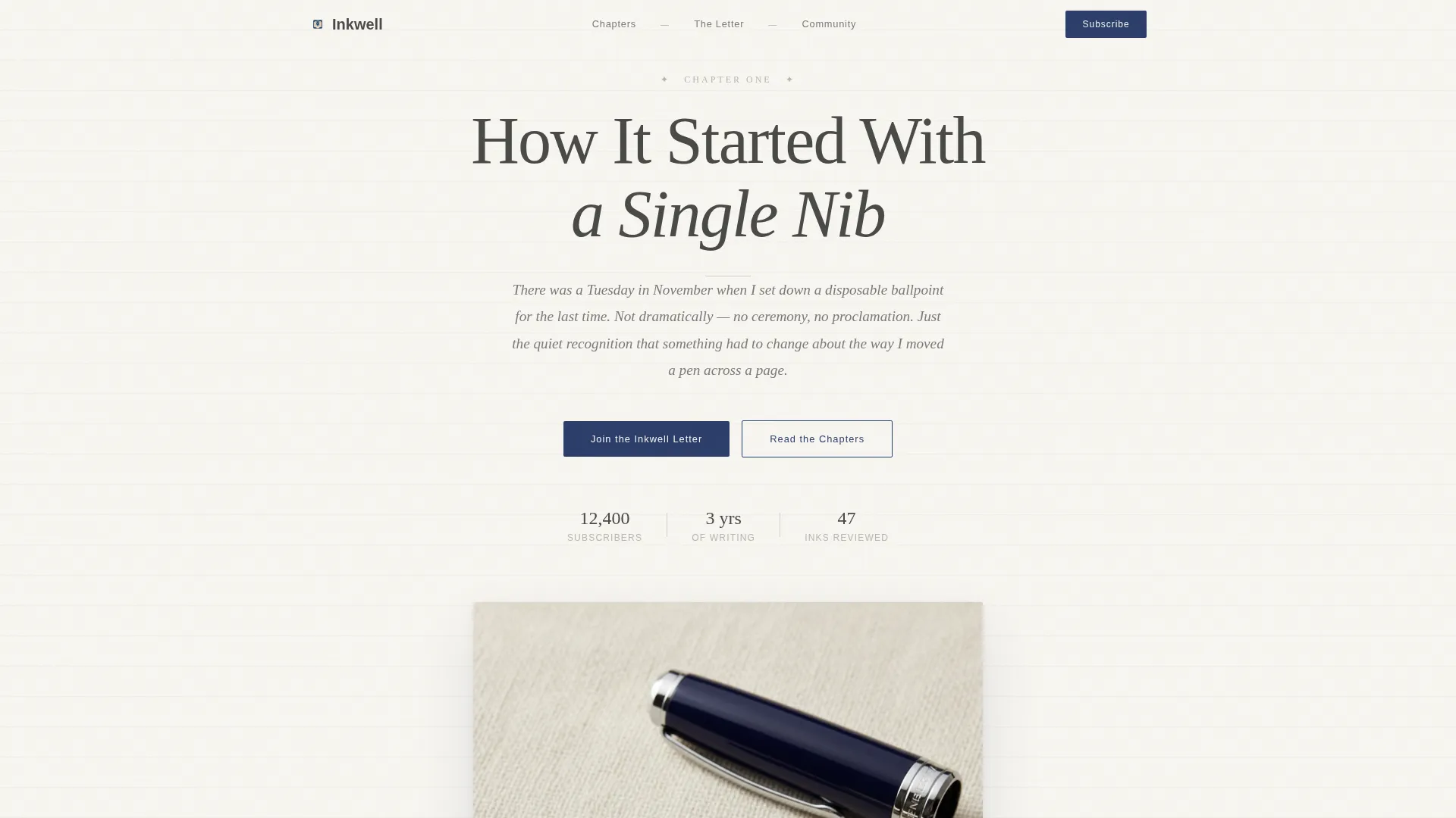 Fountain Pen & Stationery Landing Page Template