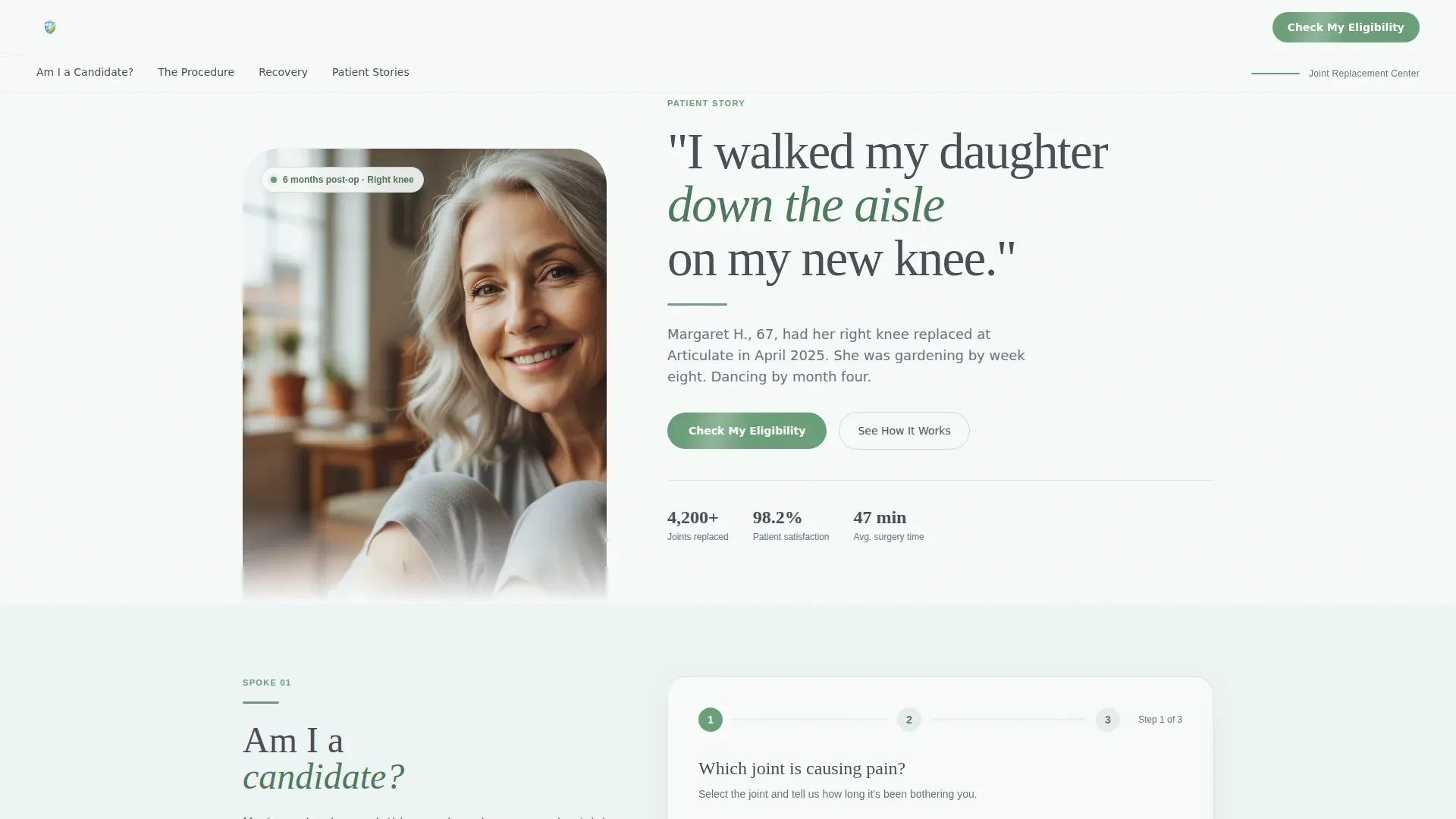 Joint Replacement Landing page Template