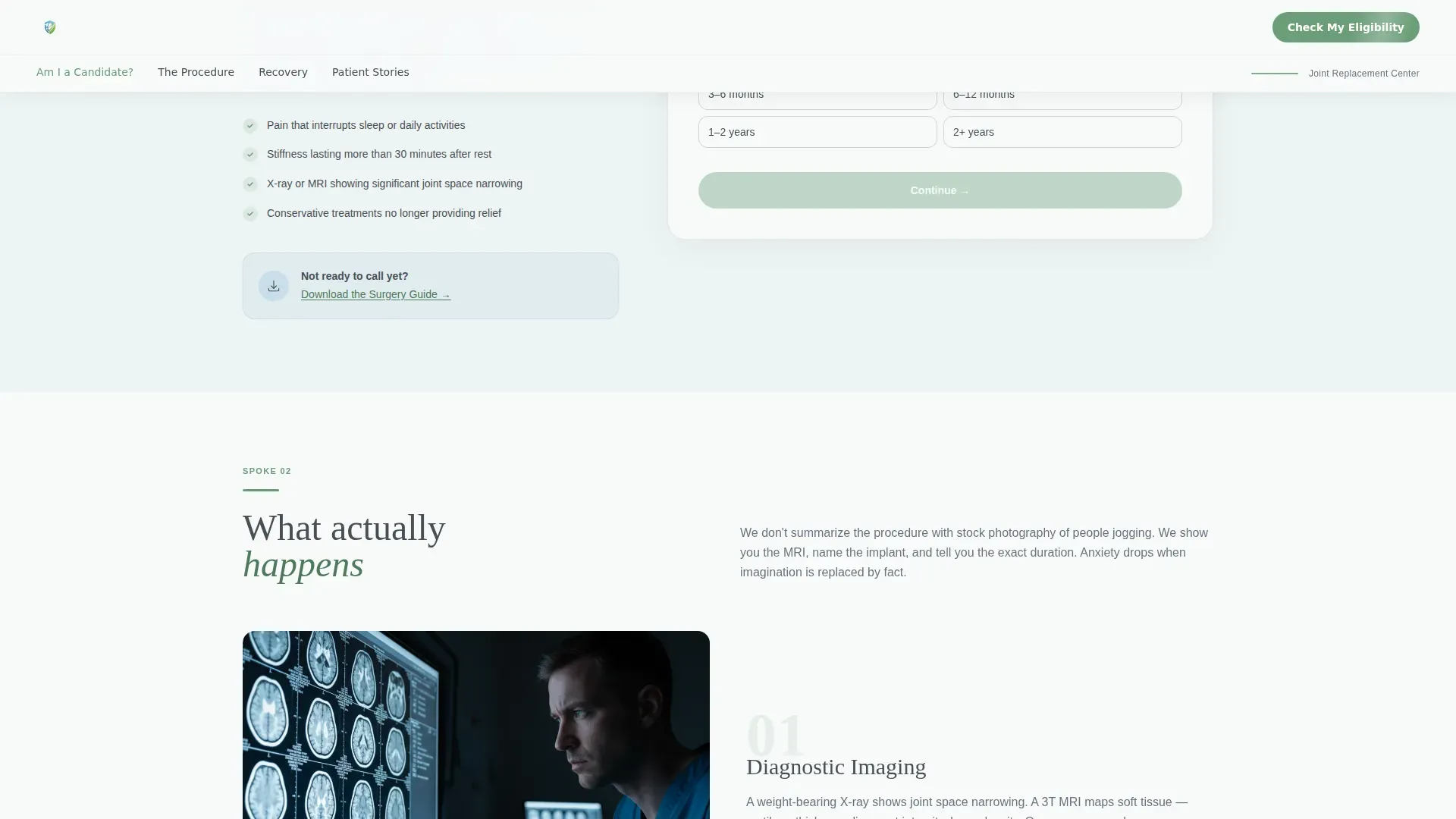 Joint Replacement Landing page Template