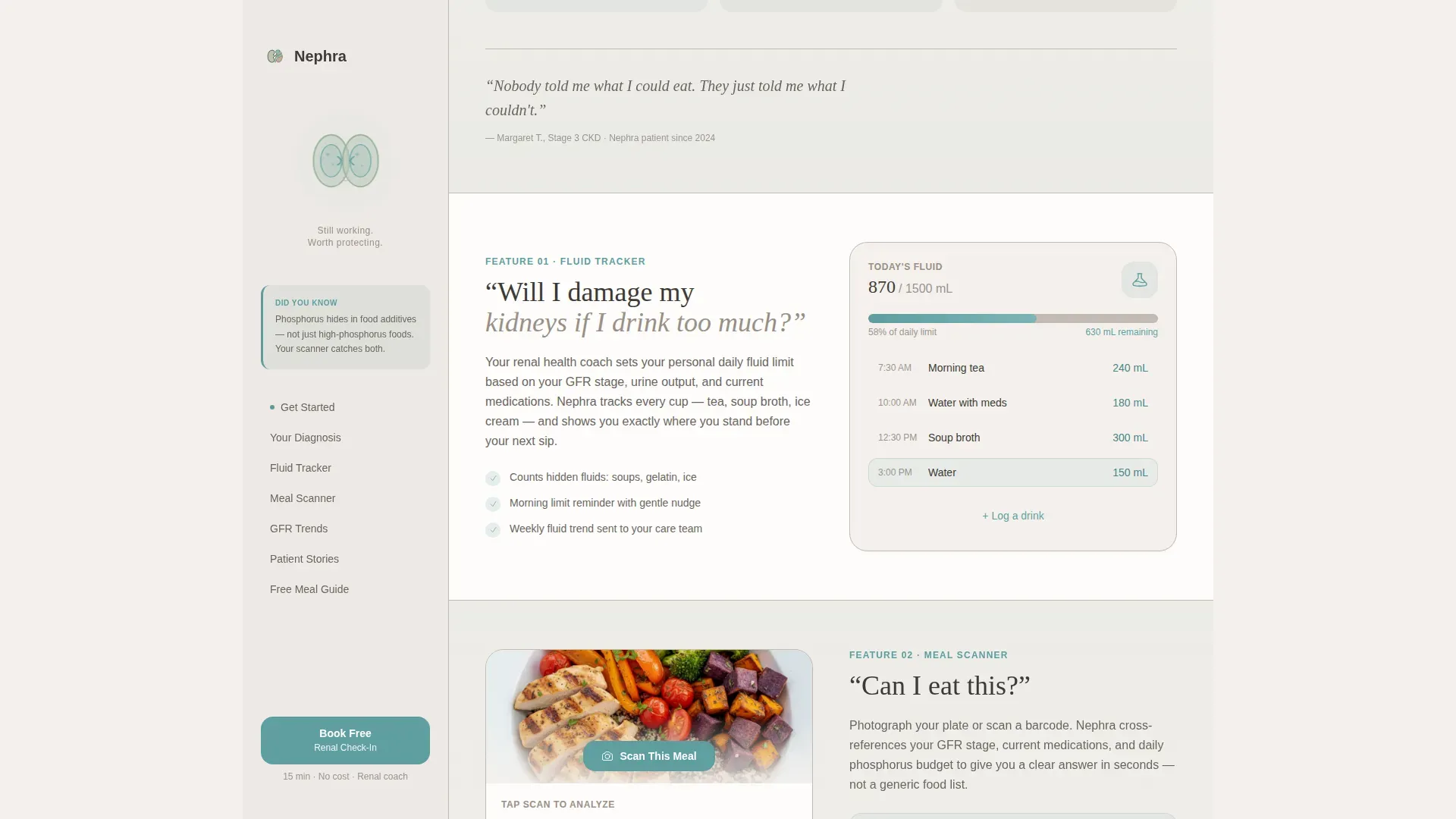 CKD Booking Landing Page Template for Health Apps