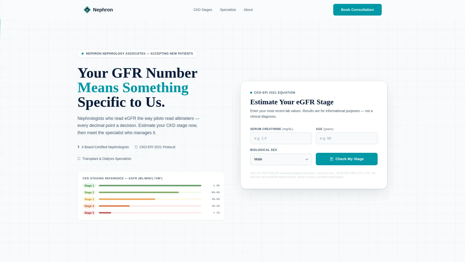 Kidney Disease Care Specialist Booking Website Template