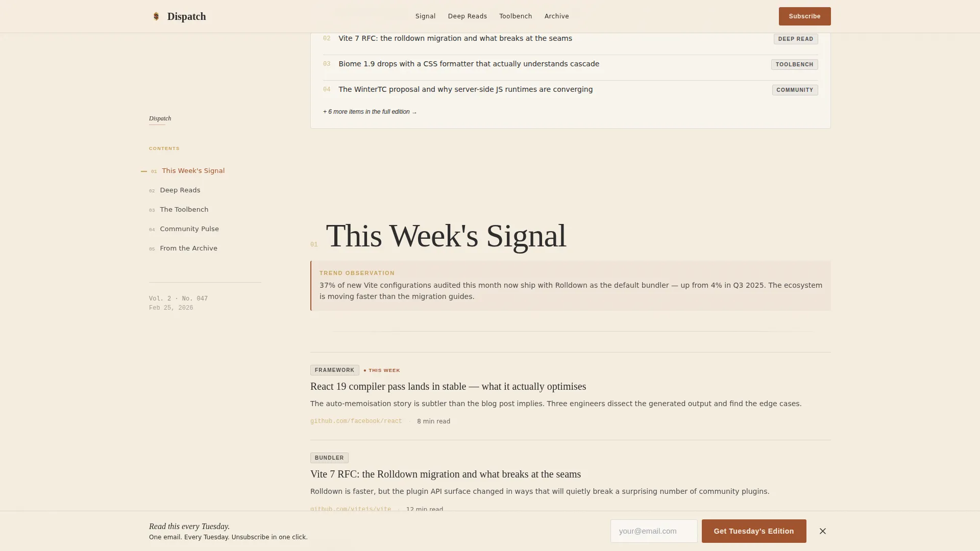 Frontend Newsletter Landing Page Template