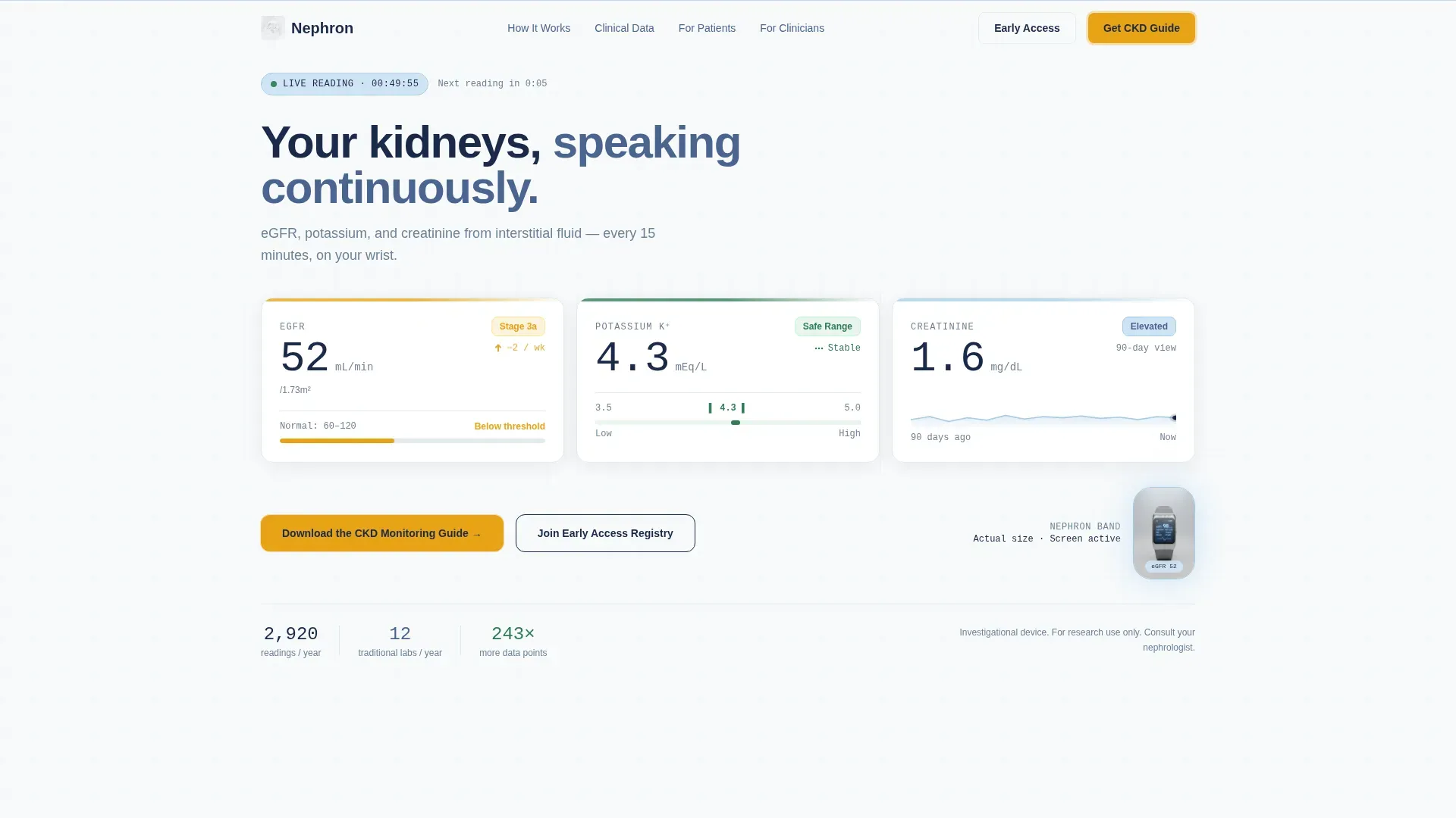 Kidney Wearable Monitor Landing Page Template
