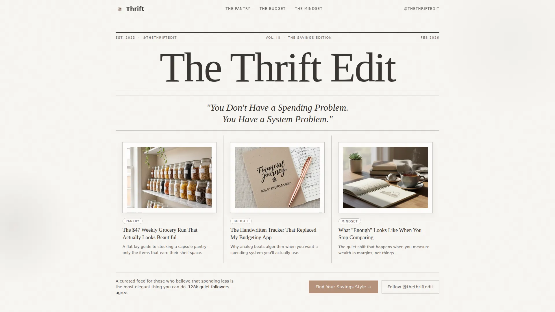 Frugal Living Landing Page Template | The Thrift Edit