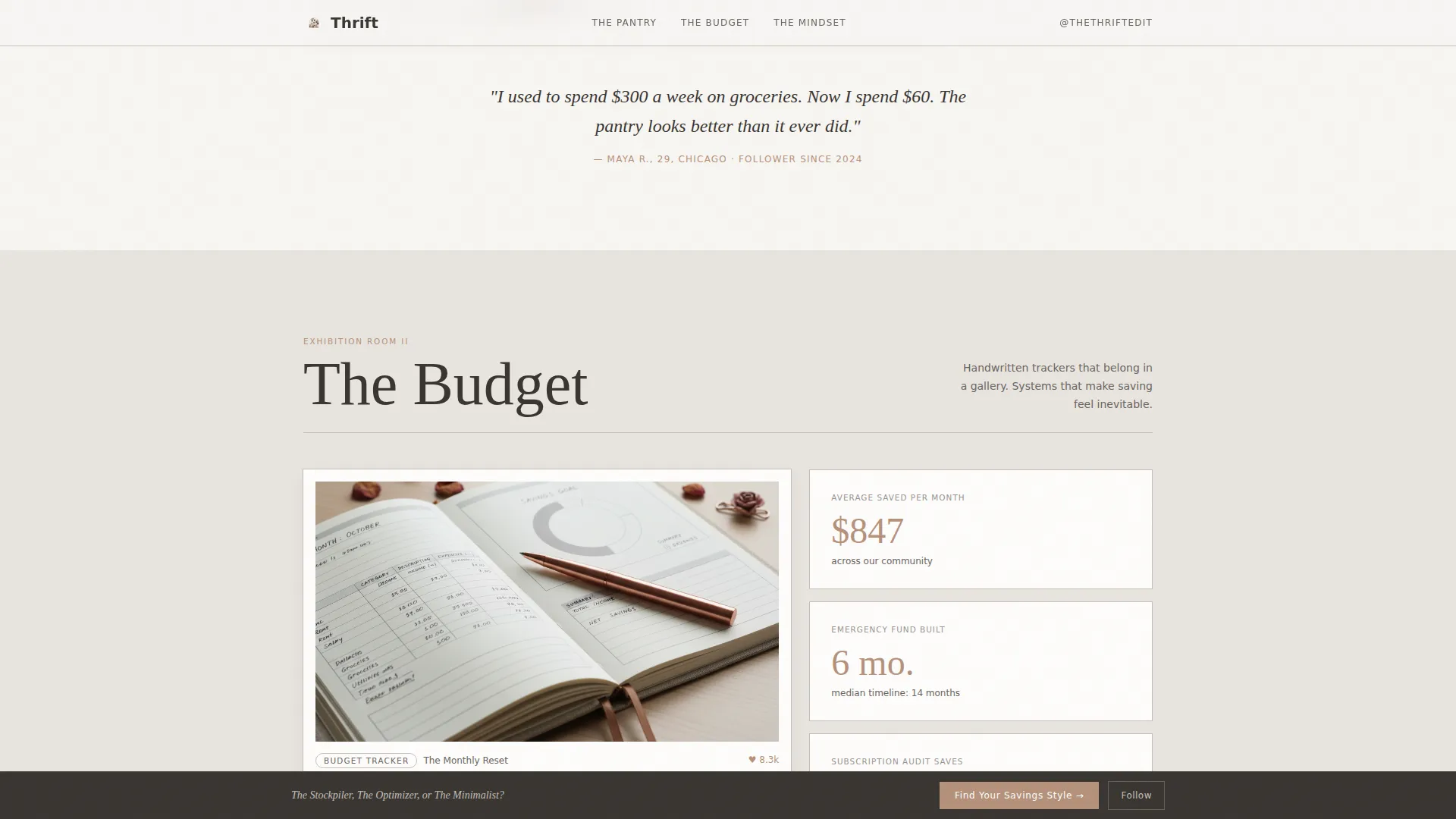 Frugal Living Landing Page Template | The Thrift Edit