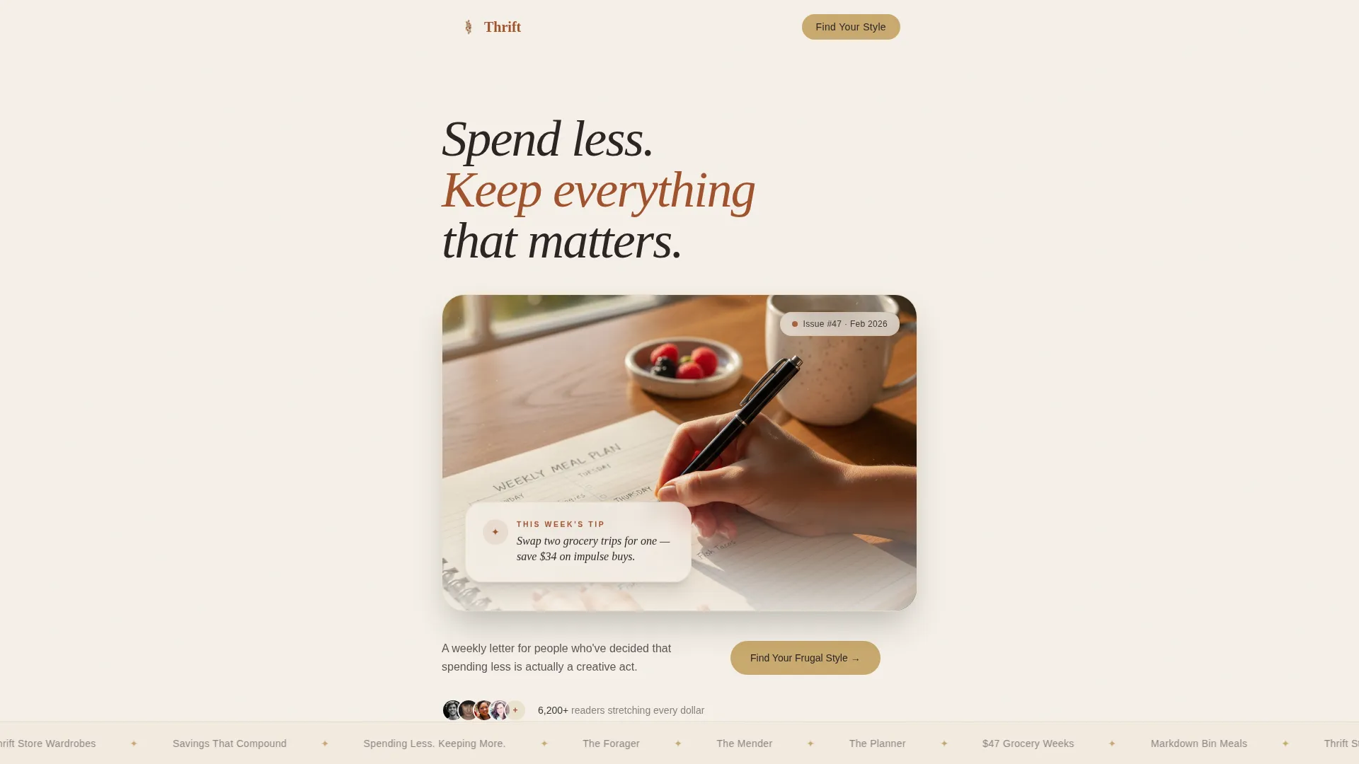 Frugal Living Newsletter Landing Page Template