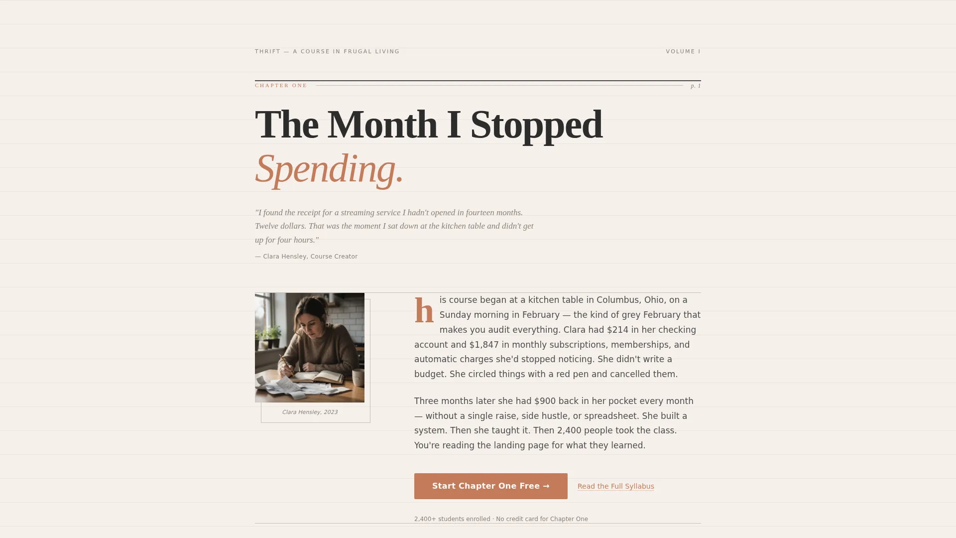 Frugal Living Course Landing Page Template