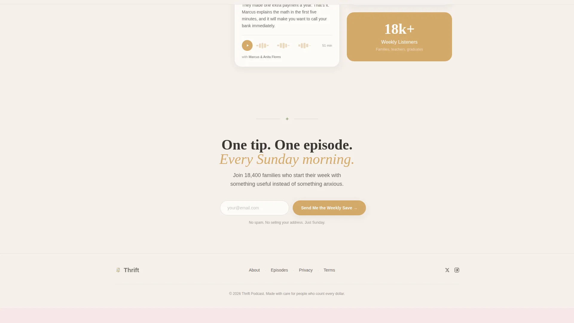 Frugal Living Podcast Landing Page Template