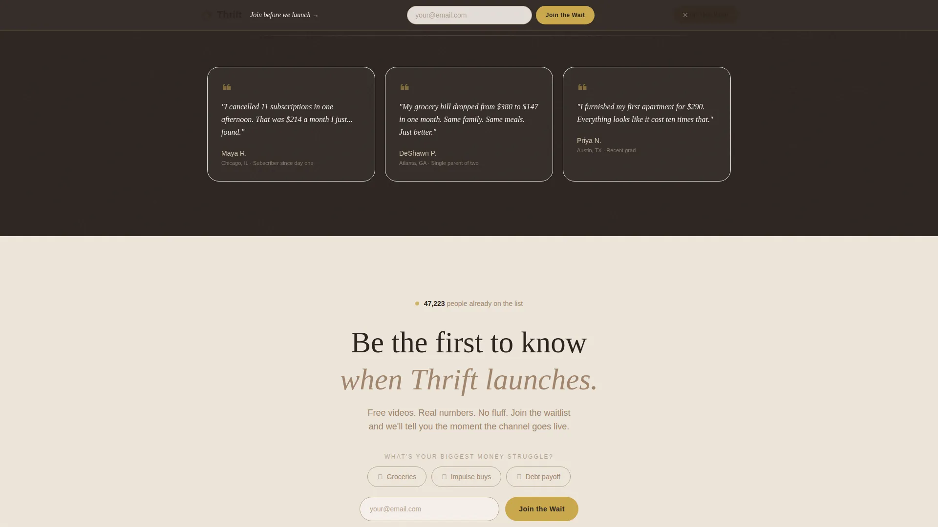 Frugal Living YouTube Channel Landing Page Template