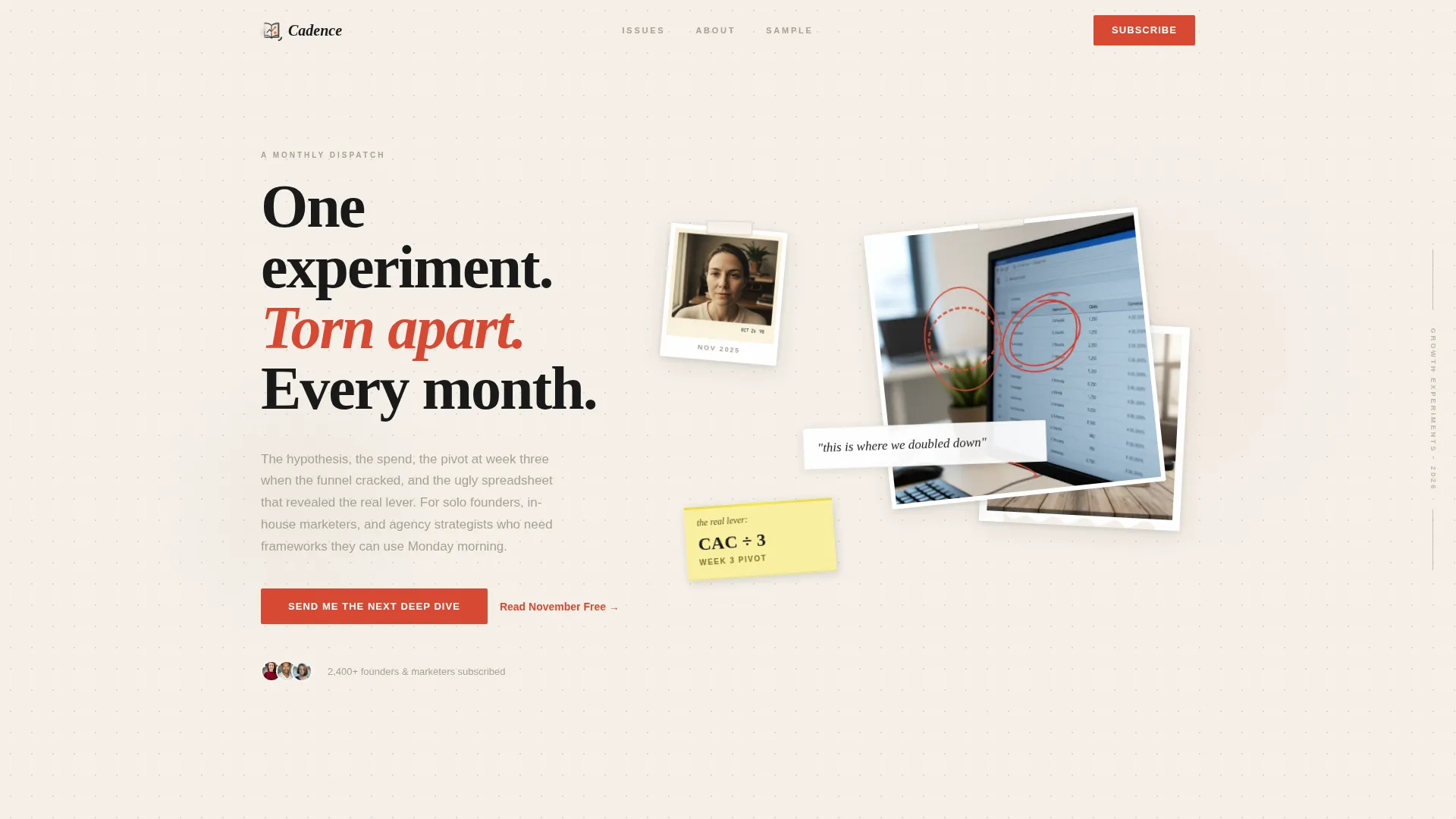 Growth Marketing Newsletter Landing Page Template