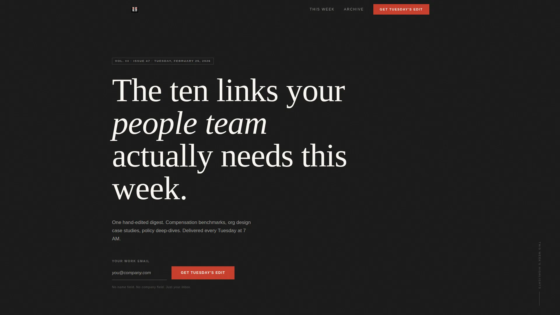 HR Newsletter Landing Page Template | Editorial Design