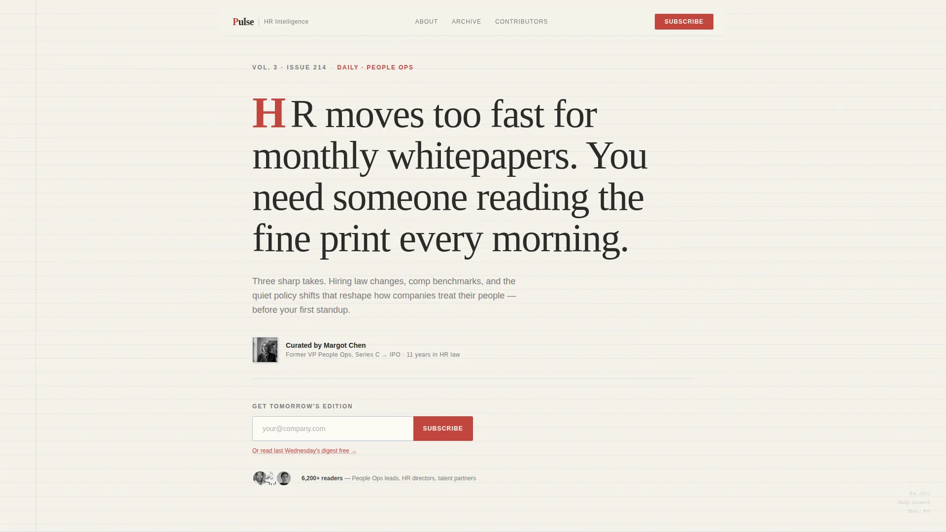 HR Newsletter Landing Page Template | Ink & Paper