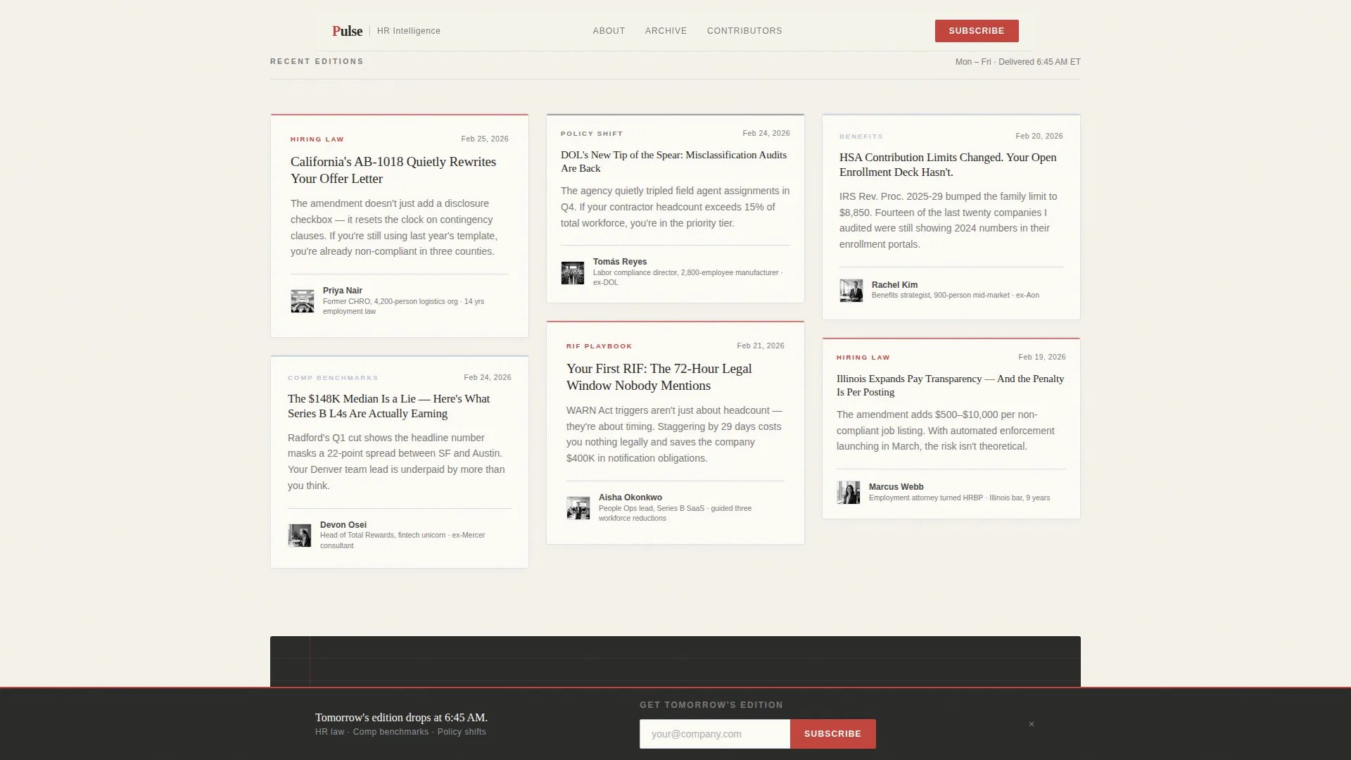 HR Newsletter Landing Page Template | Ink & Paper