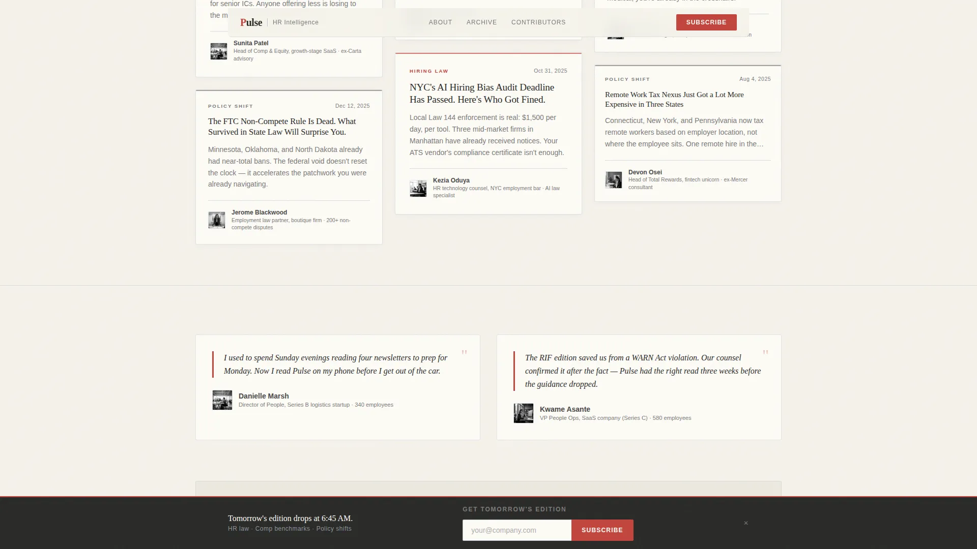 HR Newsletter Landing Page Template | Ink & Paper