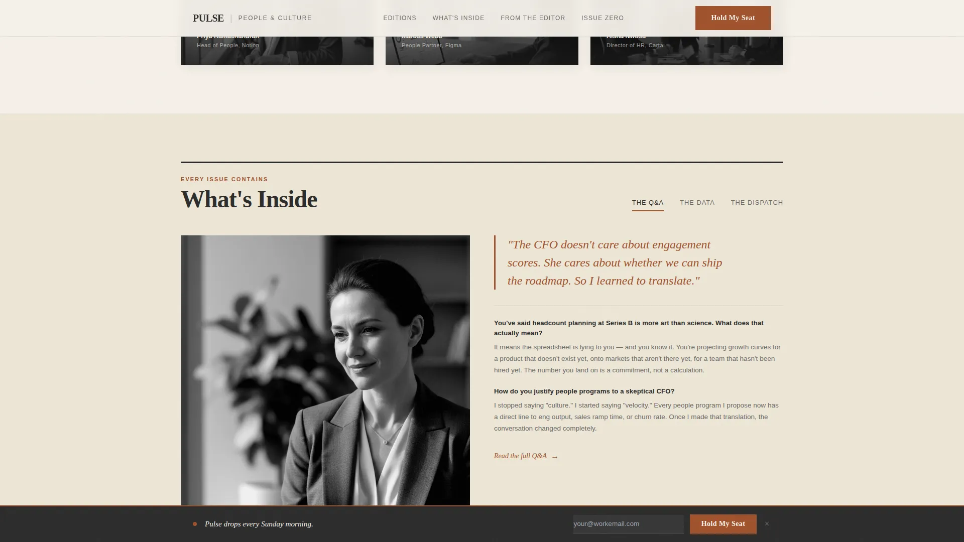 Editorial HR & People Ops Newsletter Landing Page