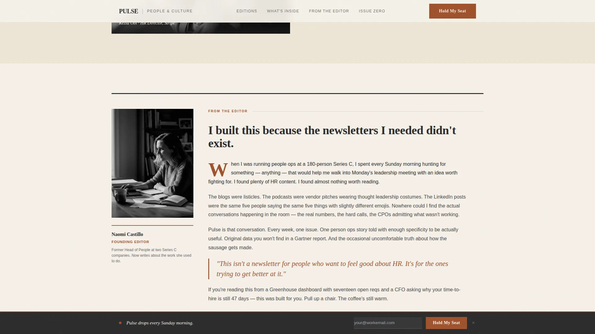 Editorial HR & People Ops Newsletter Landing Page