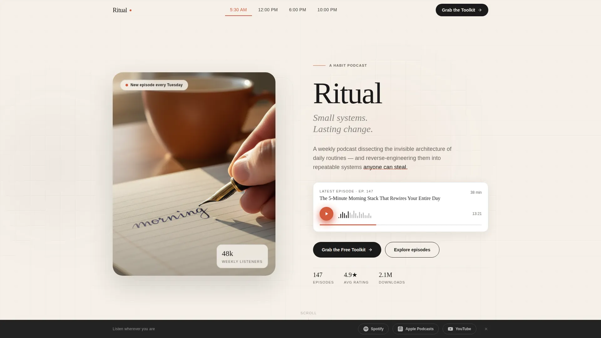 Habit Building Podcast Landing Page Template