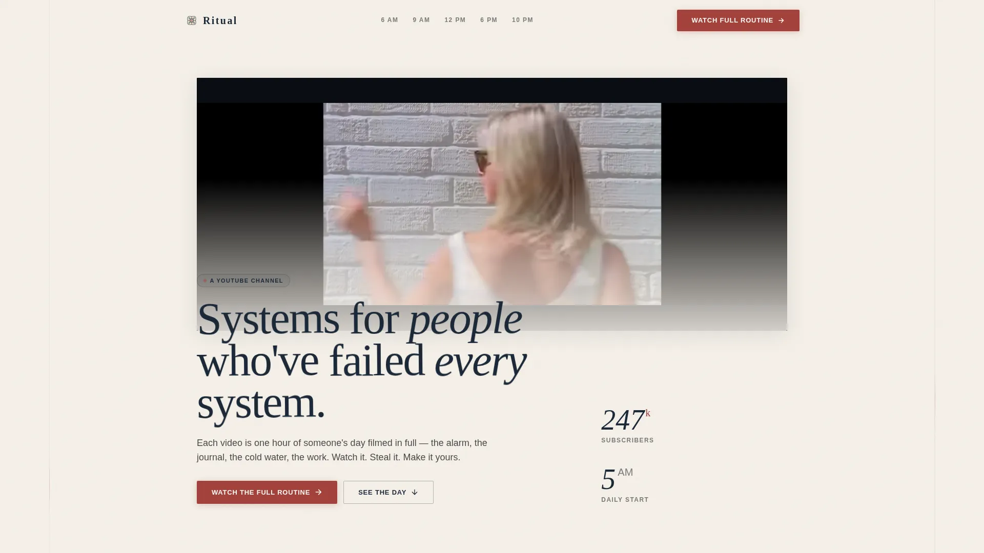 Habit Building YouTube Channel Landing Page Template