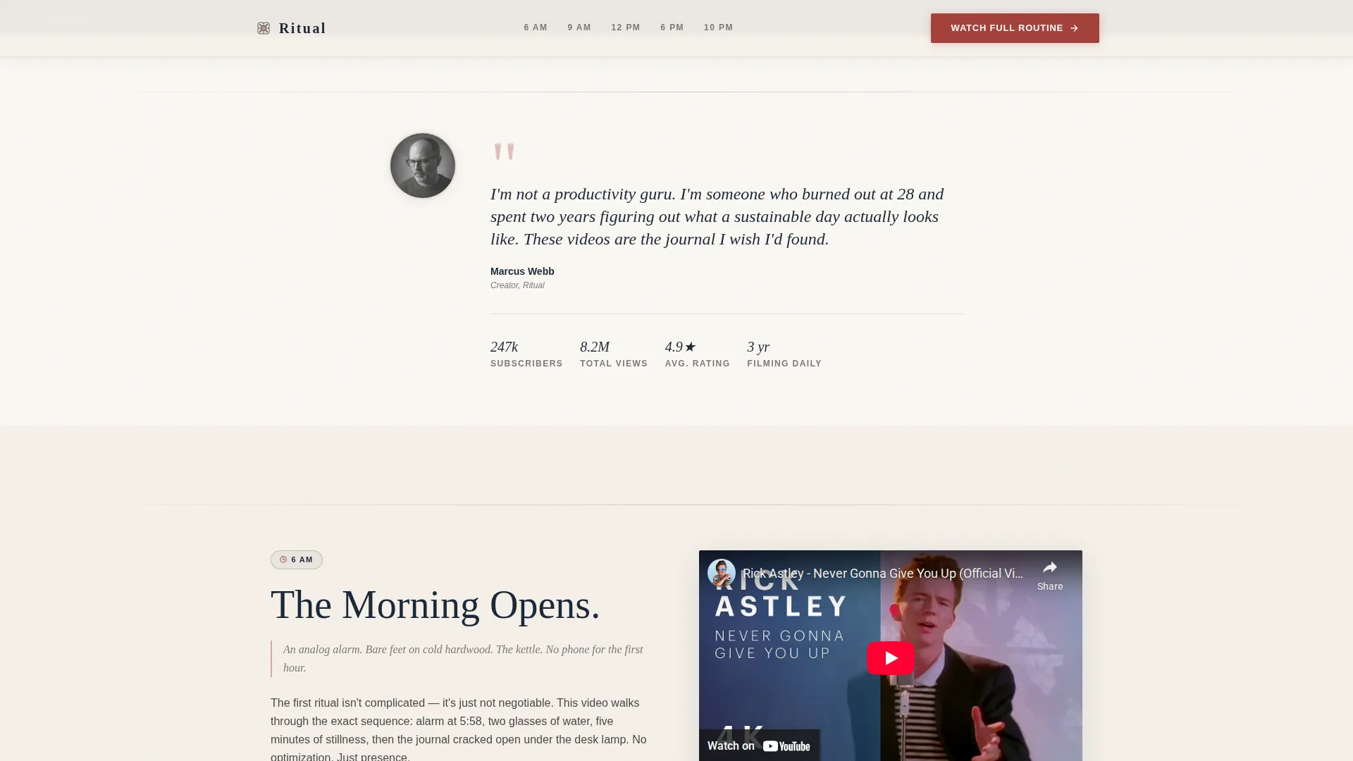 Habit Building YouTube Channel Landing Page Template