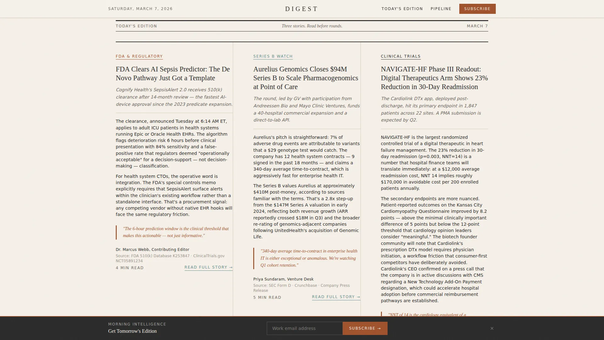 Healthtech Newsletter Landing Page Template