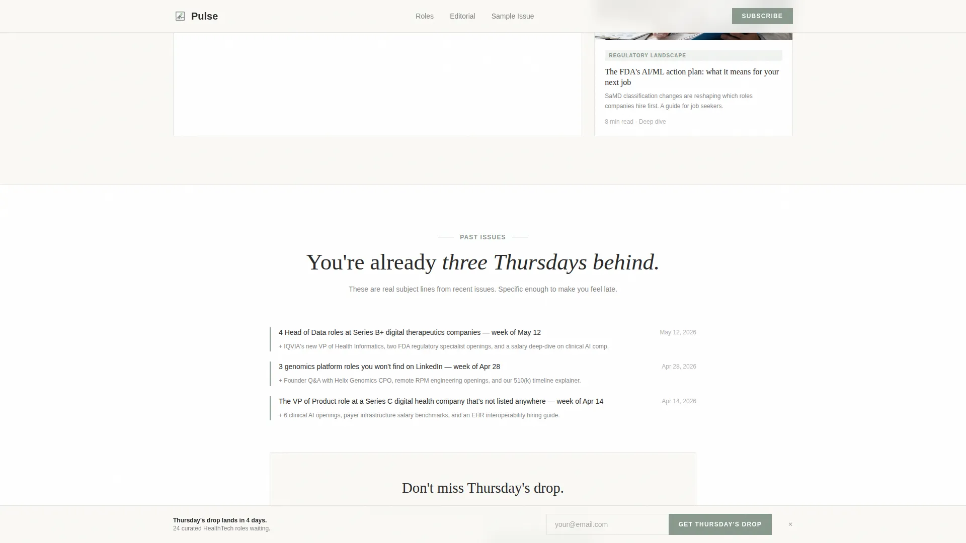 Curated HealthTech Newsletter Landing Page Template