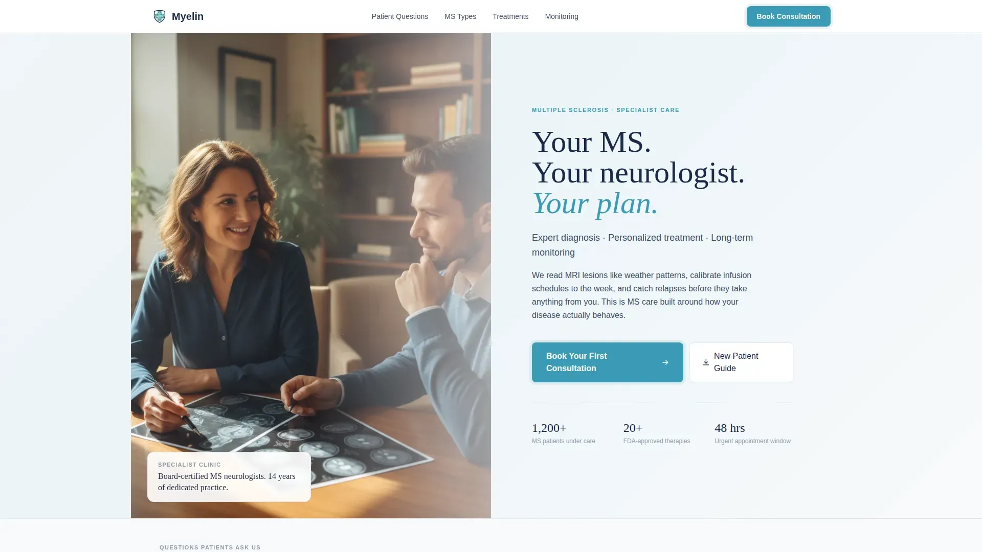 Multiple Sclerosis Care Booking Website Template