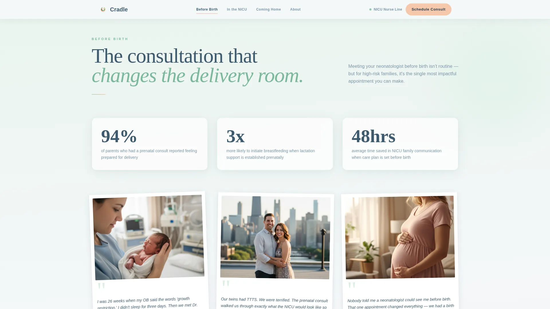 Neonatologist Practice Website Template with Gestational Risk Calculator