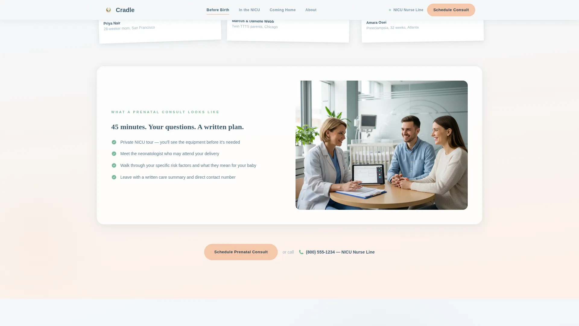 Neonatologist Practice Website Template with Gestational Risk Calculator