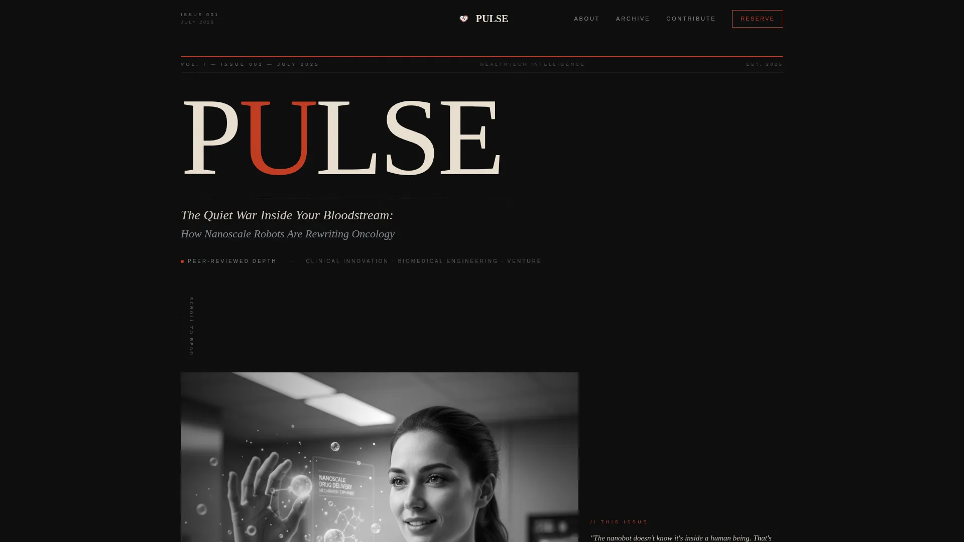 Cinematic Healthtech Editorial Landing Page Template
