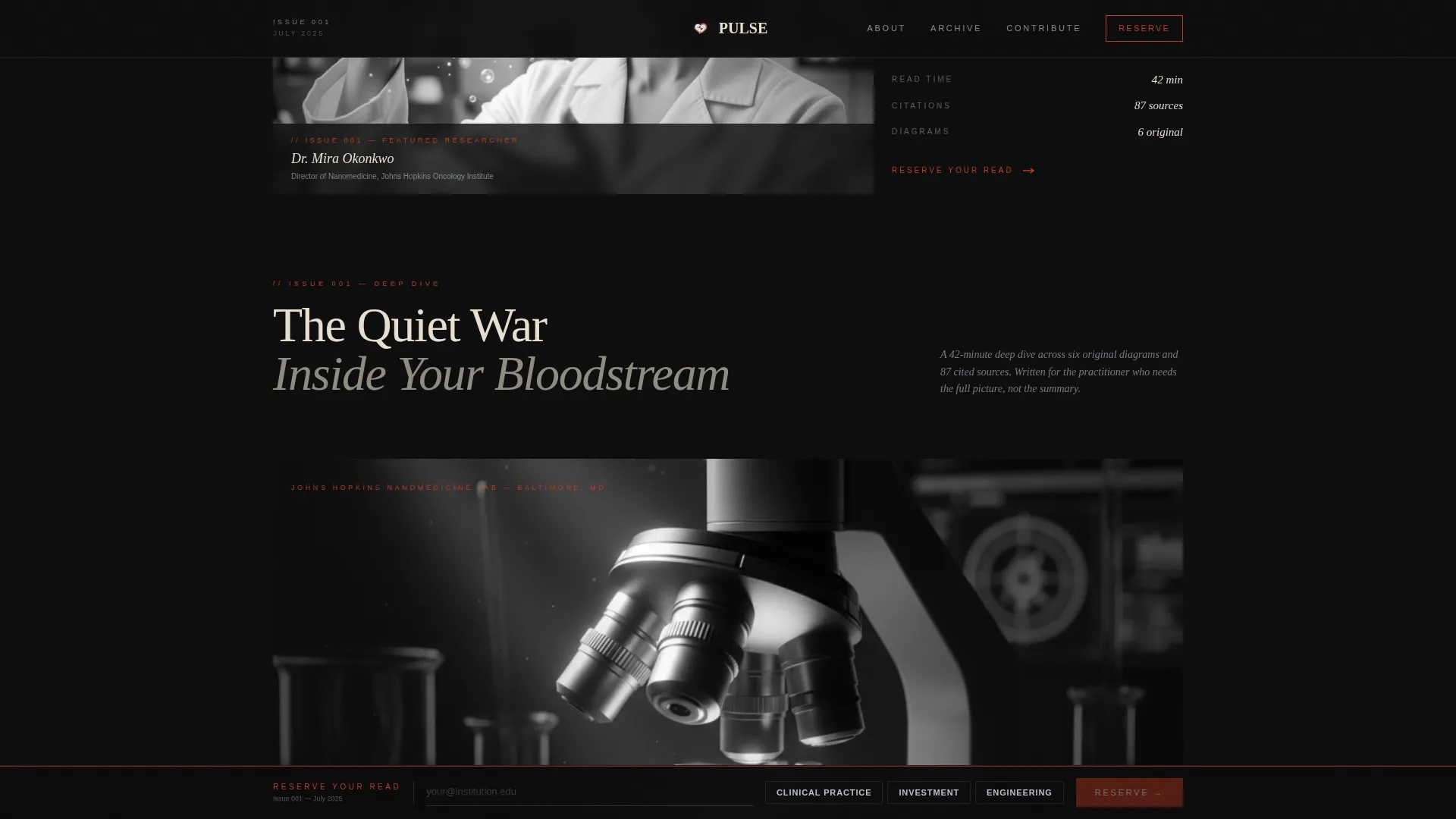Cinematic Healthtech Editorial Landing Page Template