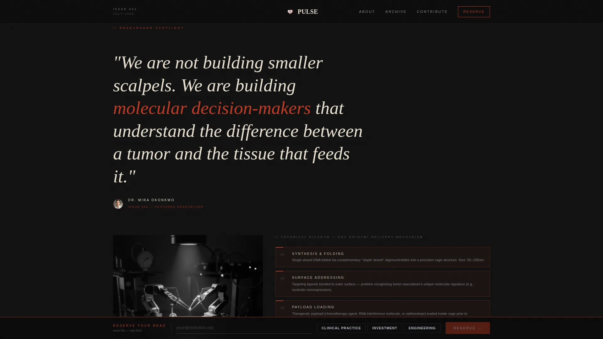 Cinematic Healthtech Editorial Landing Page Template