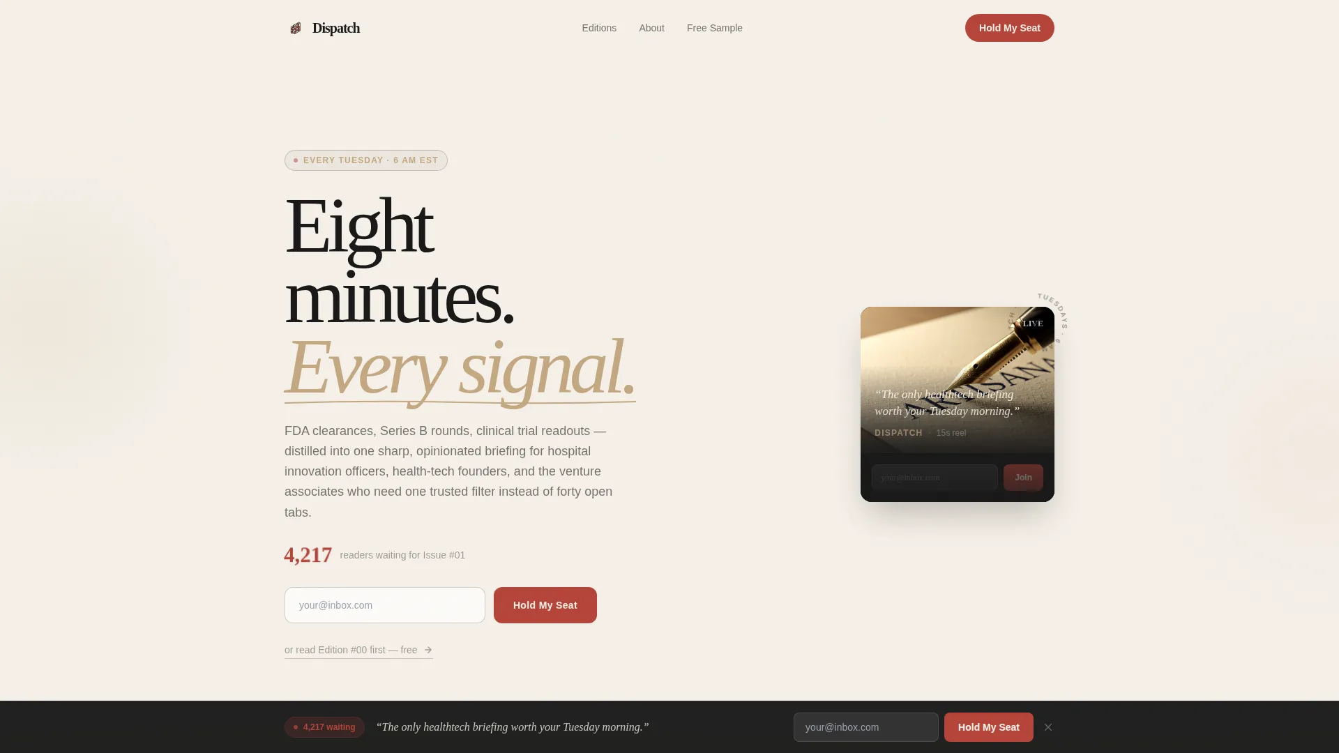Healthtech Newsletter Landing Page Template