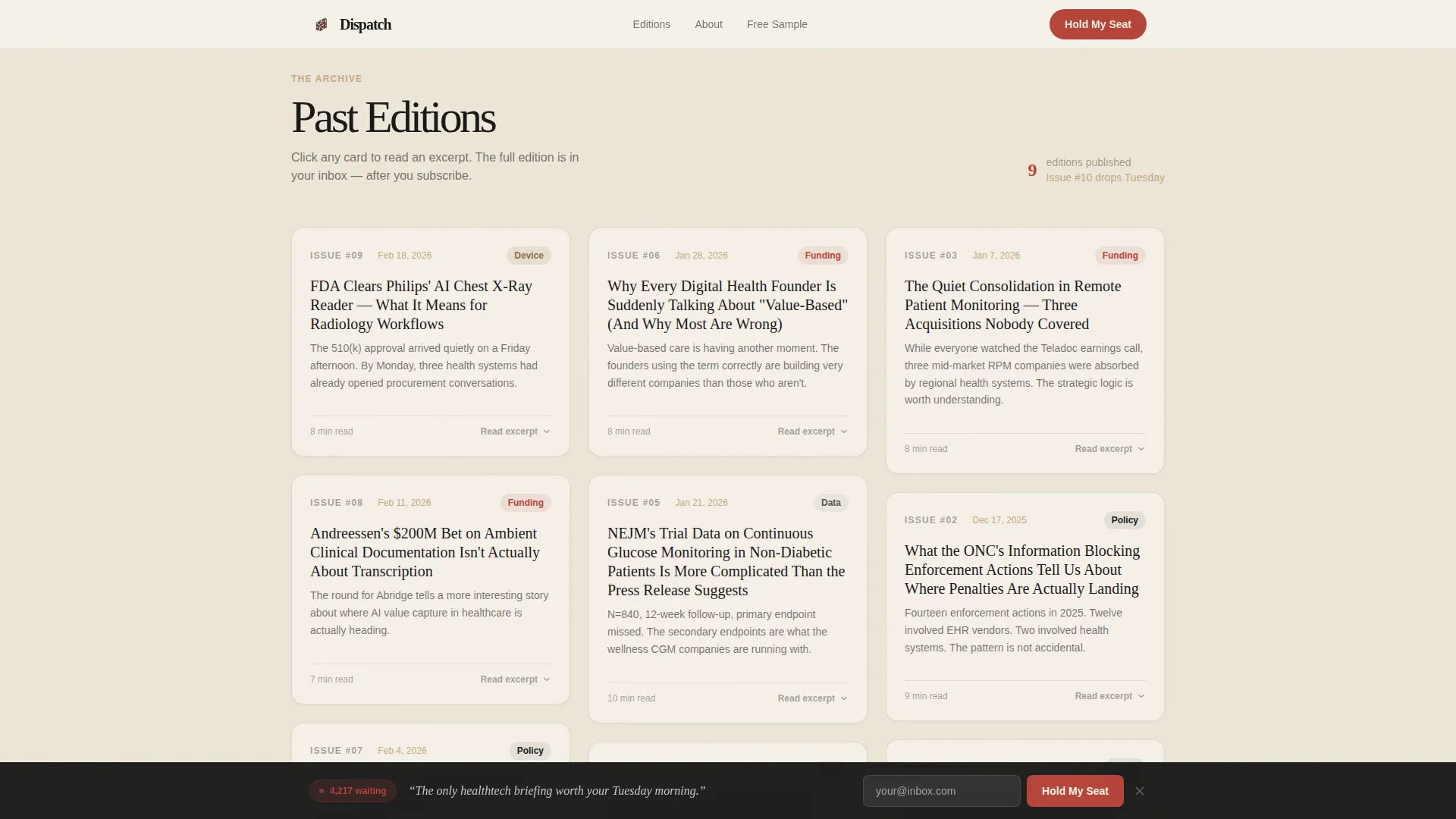 Healthtech Newsletter Landing Page Template