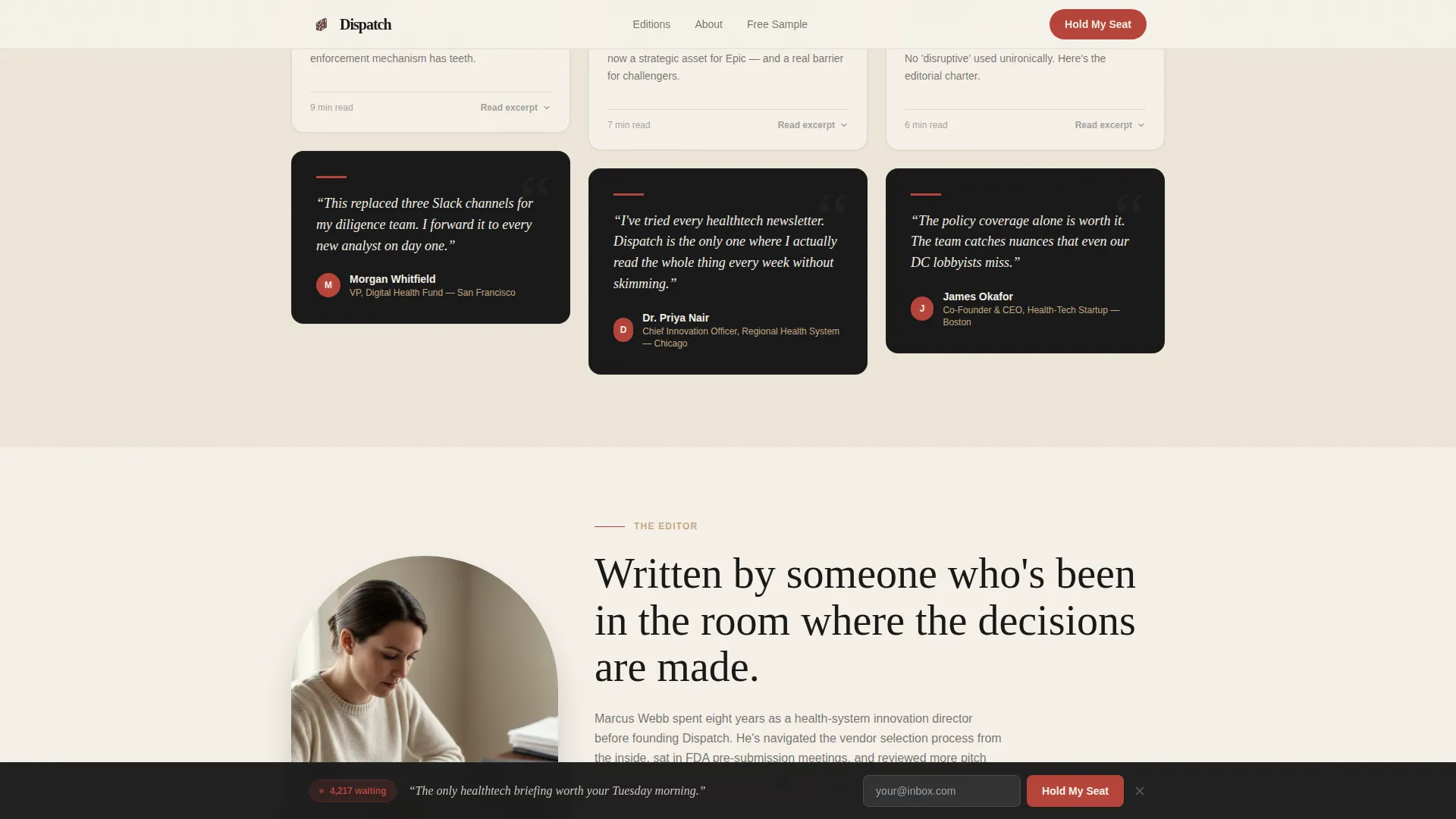 Healthtech Newsletter Landing Page Template