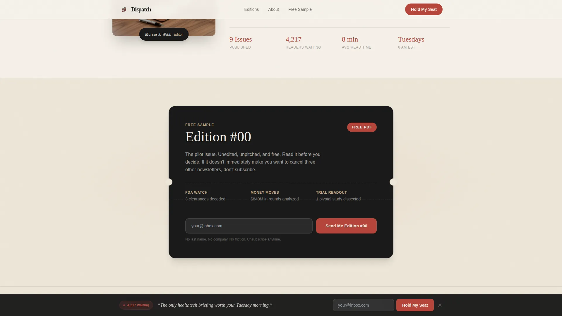 Healthtech Newsletter Landing Page Template