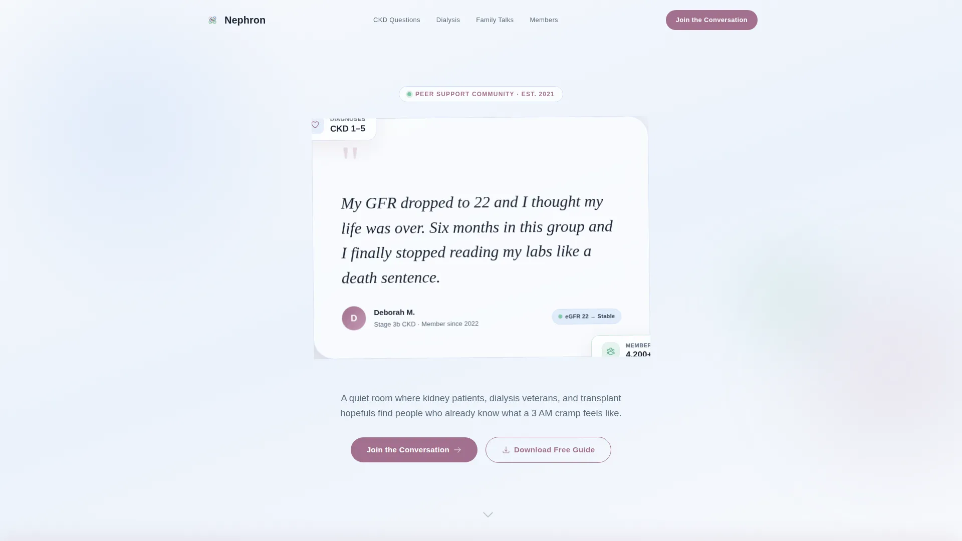 Nephrology Support Community Landing Page Template