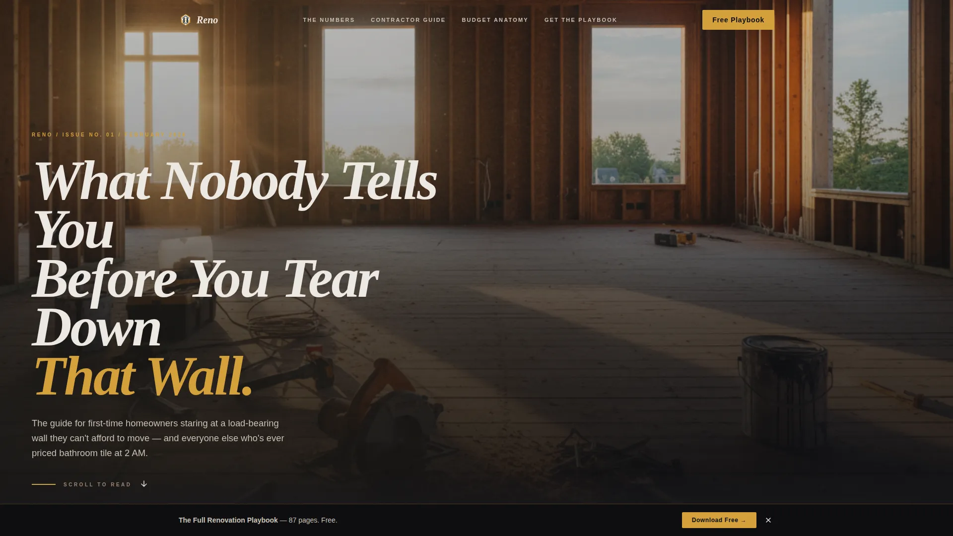 Cinematic Home Renovation Blog Landing Page Template