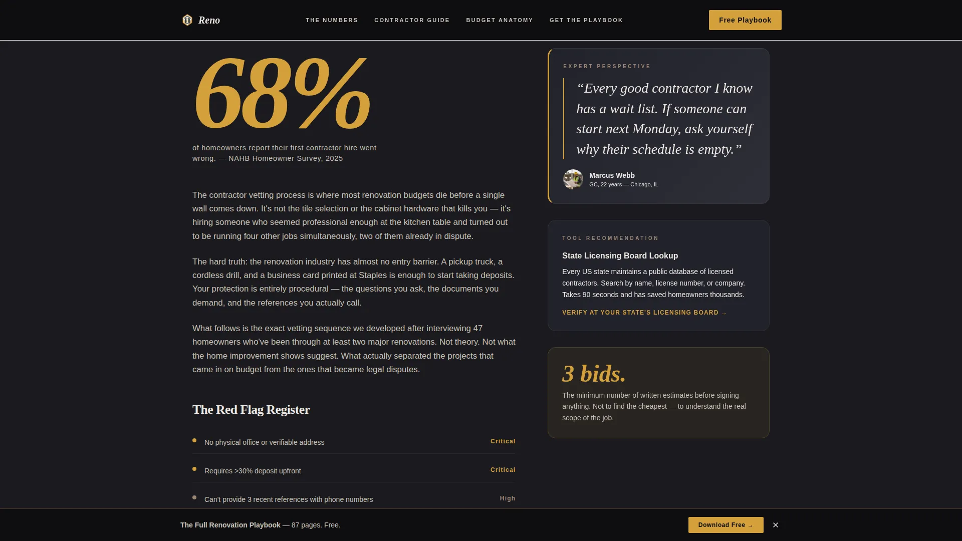 Cinematic Home Renovation Blog Landing Page Template