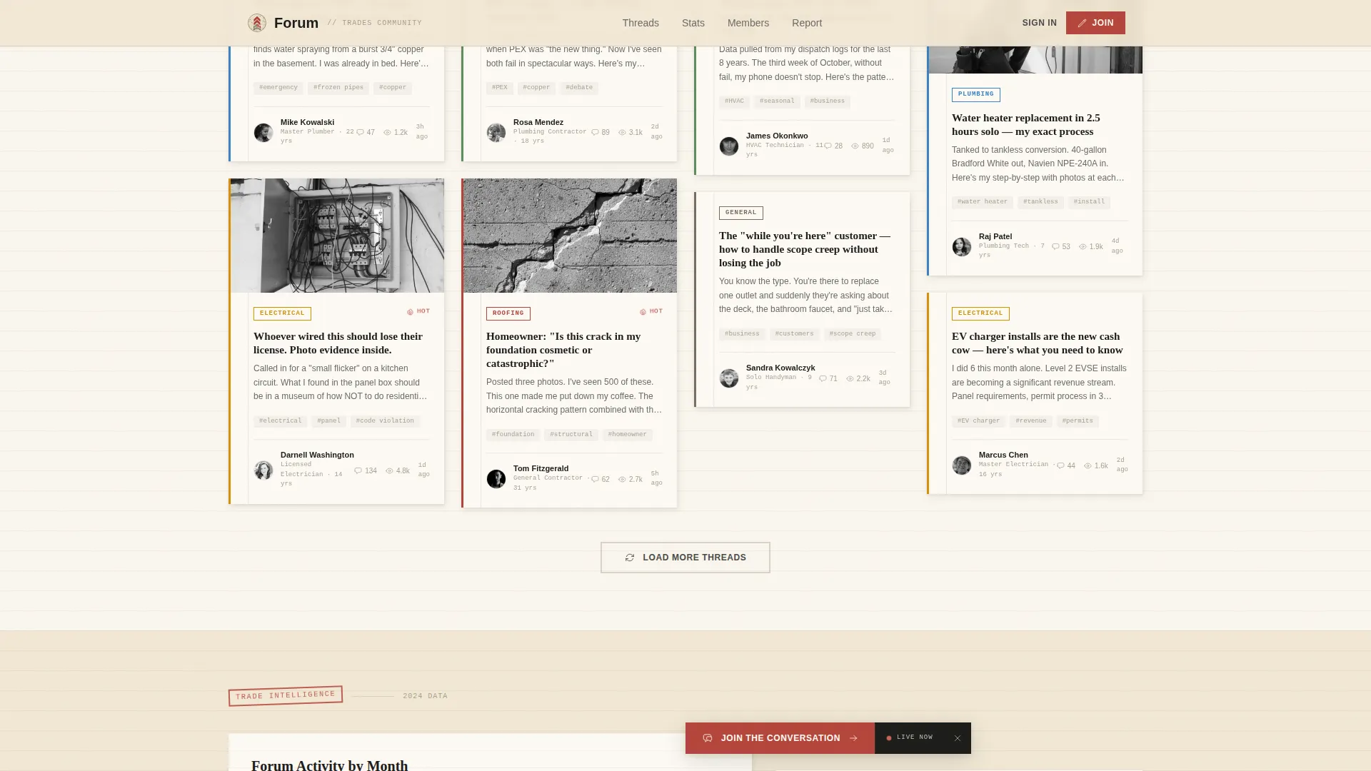 Home Services Community Forum Landing Page