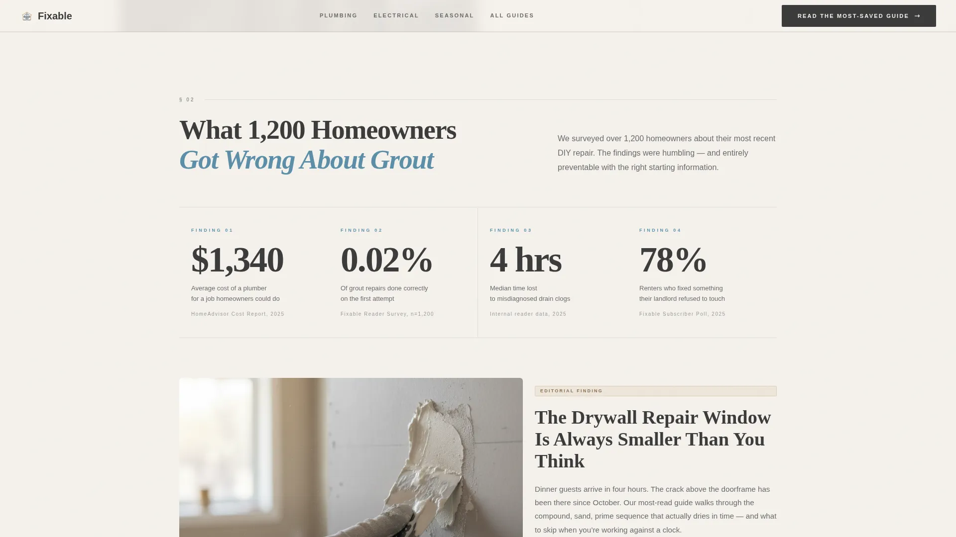 Editorial Home Repair Blog Landing Page Template