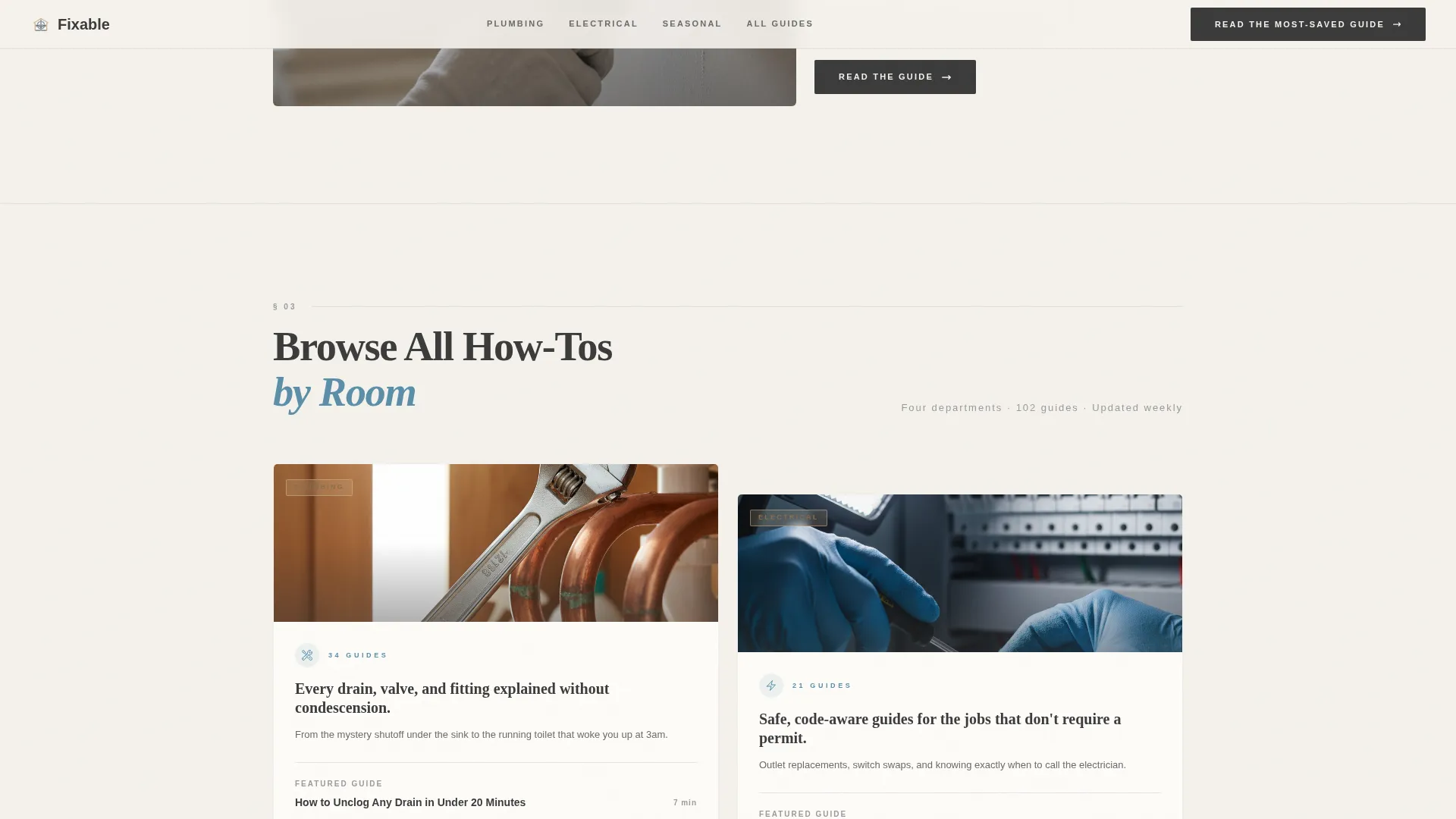 Editorial Home Repair Blog Landing Page Template