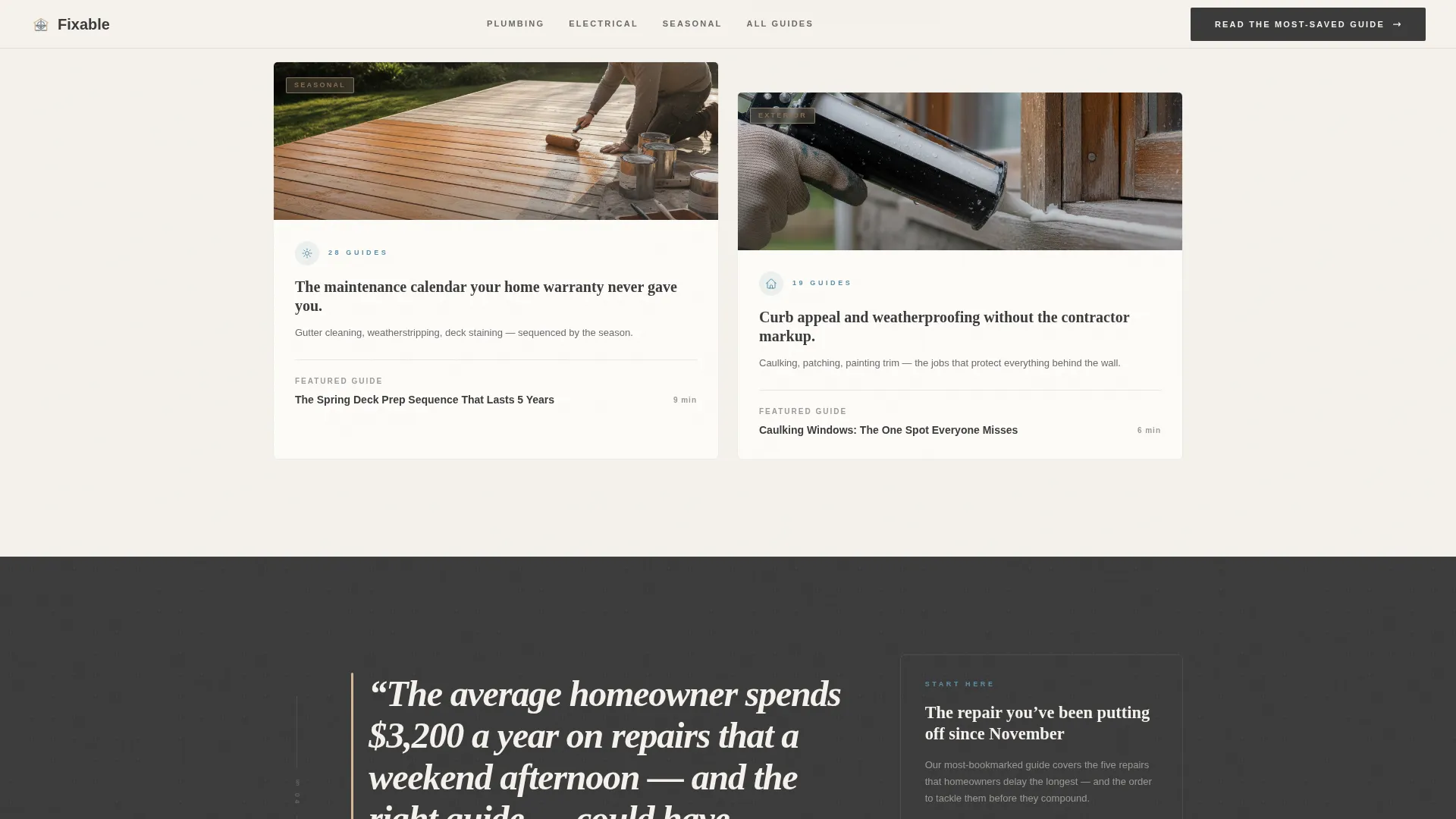 Editorial Home Repair Blog Landing Page Template