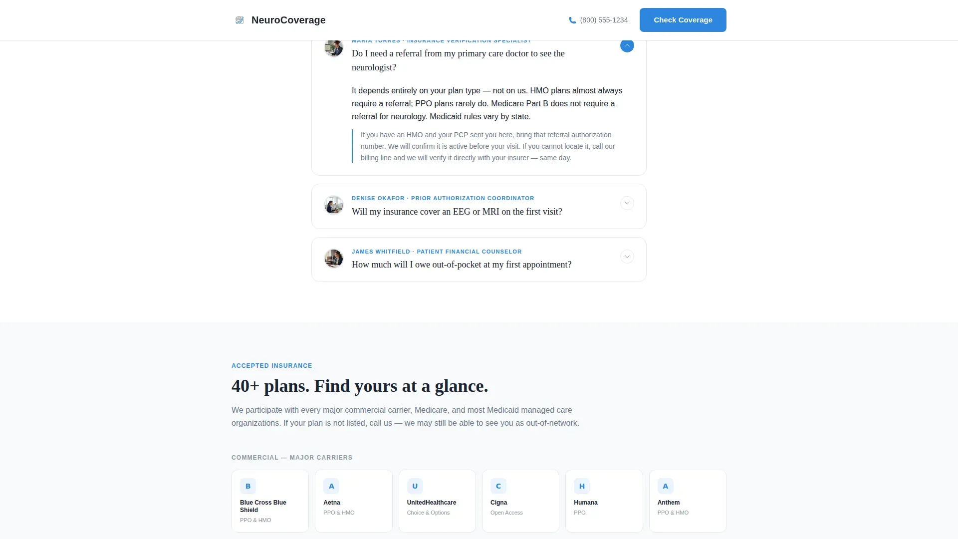 Neurologist FAQ Website Template