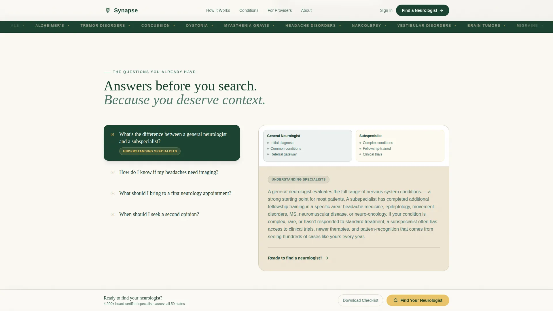 Neurologist FAQ Website Template