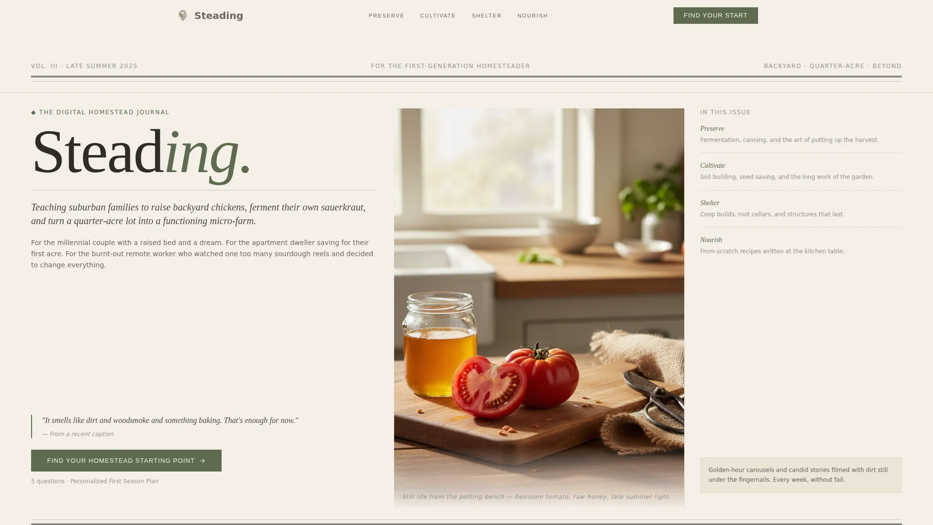 Rustic Homesteading Landing Page Template