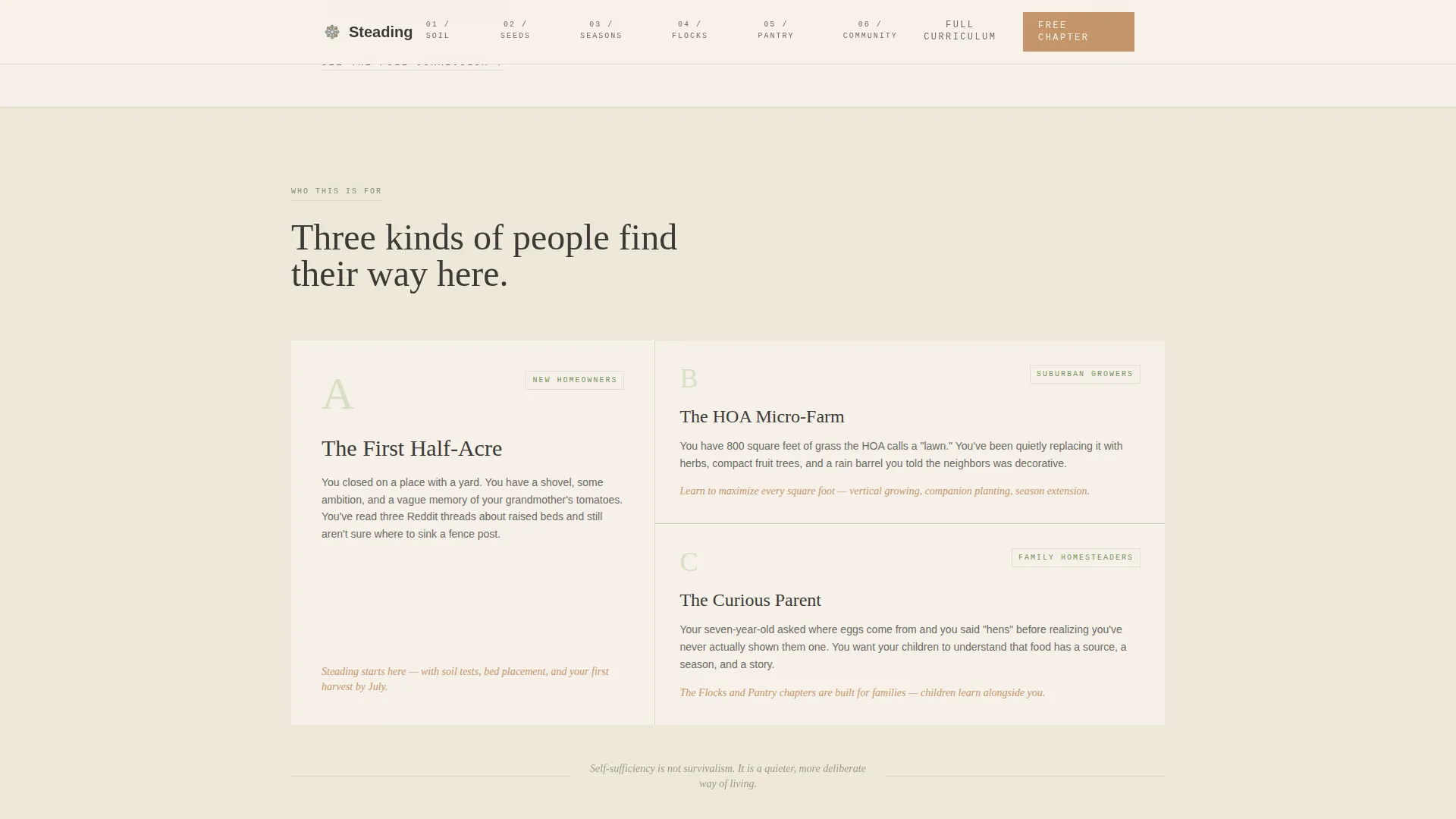 Seasonal Homesteading Course Landing Page Template
